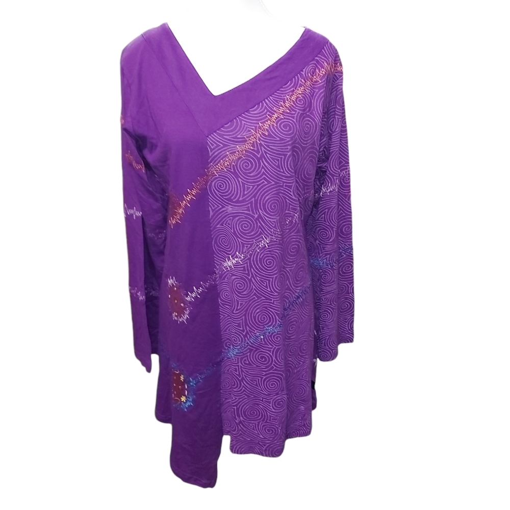 NWT Leopards and Roses Purple Tunic. XL Wearable Art